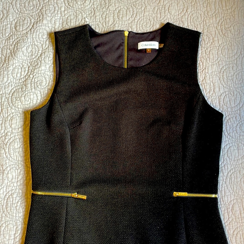 Black Calvin Klein Dress sz 6 with gold zipper detail